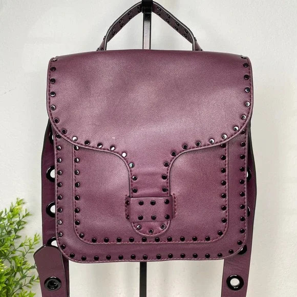 Rebecca Minkoff Midnighter Large Leather Messenger Bag in Eggplant and Black - Picture 1 of 12